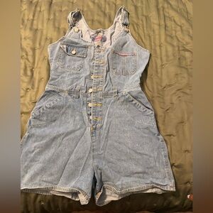 No Boundaries Light Blue Denim Short Overalls